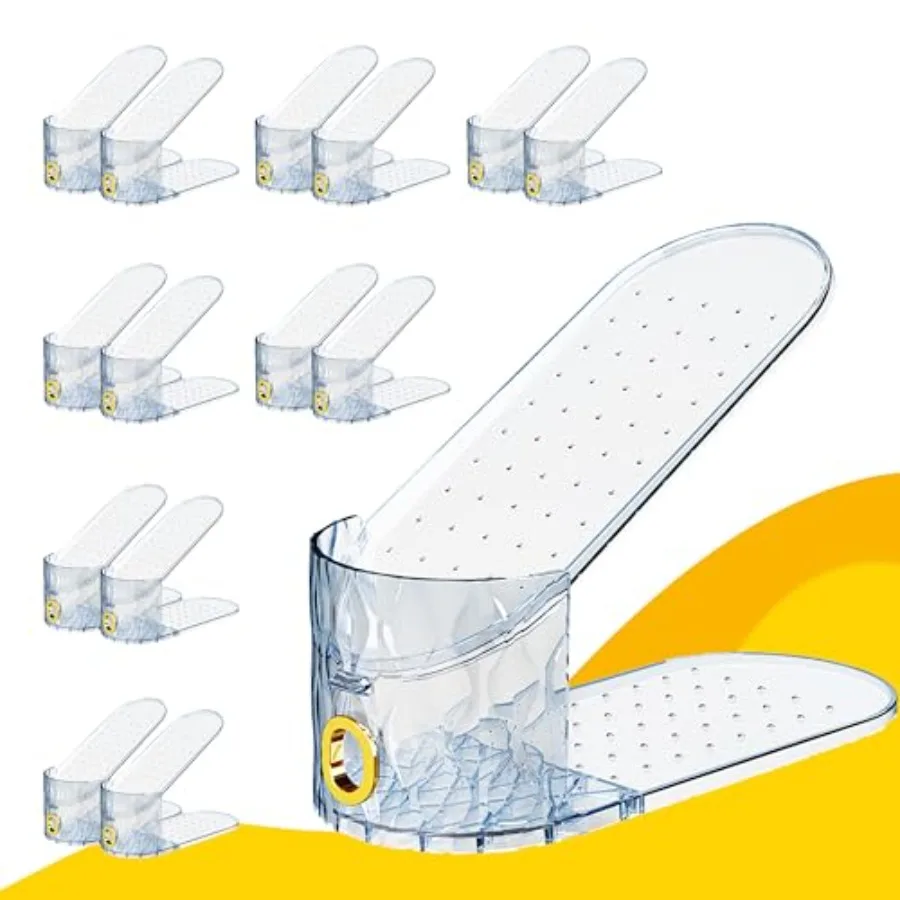 

Shoe Slots Organizer, Adjustable Pack Shoe Stacker for Closet Storage, Double Layer Space Saver, Durable and Stackable Shoe Hol