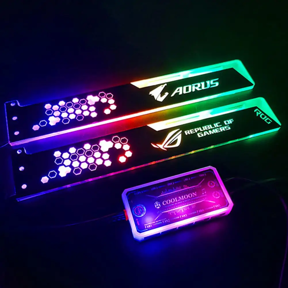 للكمبيوتر بطاقة الرسومات المضيئة قوس RGB GPU دعم LED هيكل قوي 12 لون للكمبيوتر