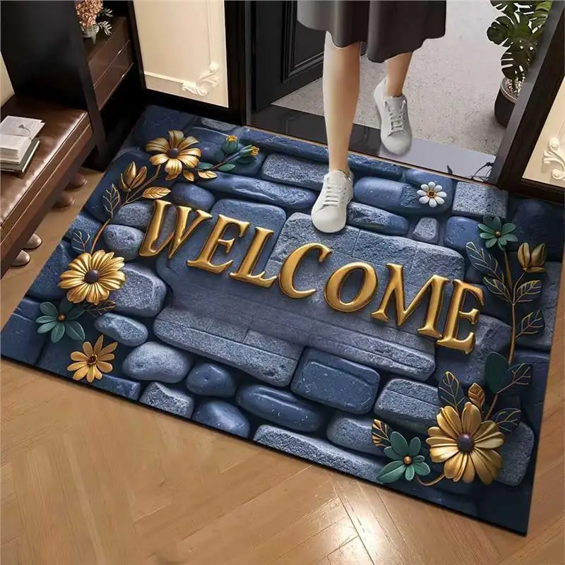 VIKAMA Vintage Entry Door Carpet Entryway Carpet Bedroom Kitchen Bathroom Carpet Household Dirty Resistant Floor Mats Sofa Rugs