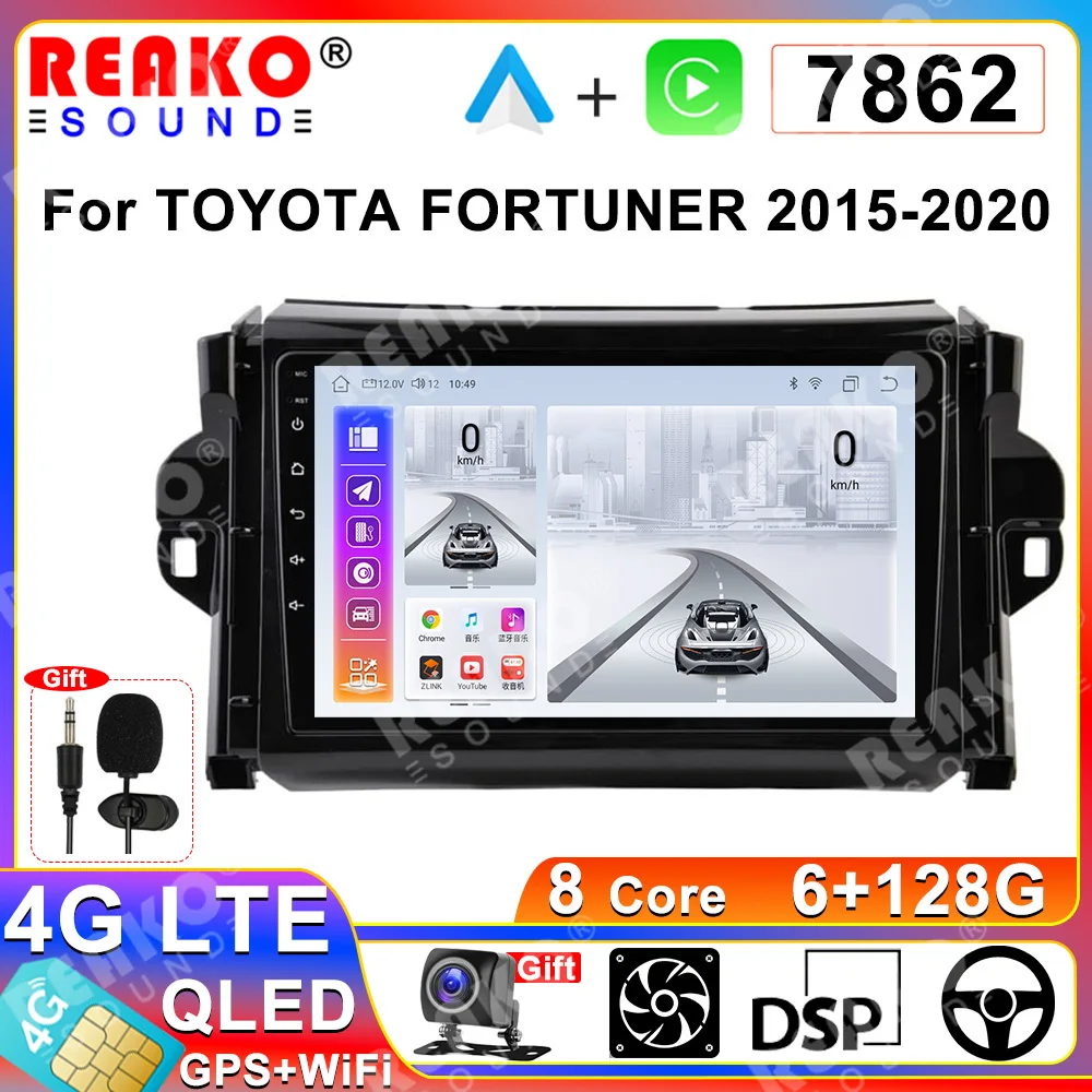 

REAKOSOUND 9" Android 13 Multimedia Player 4G Stereo For Toyota Fortuner 2 SW4 2015 - 2020 Navigation QLED Head Unit NO 2DIN DVD