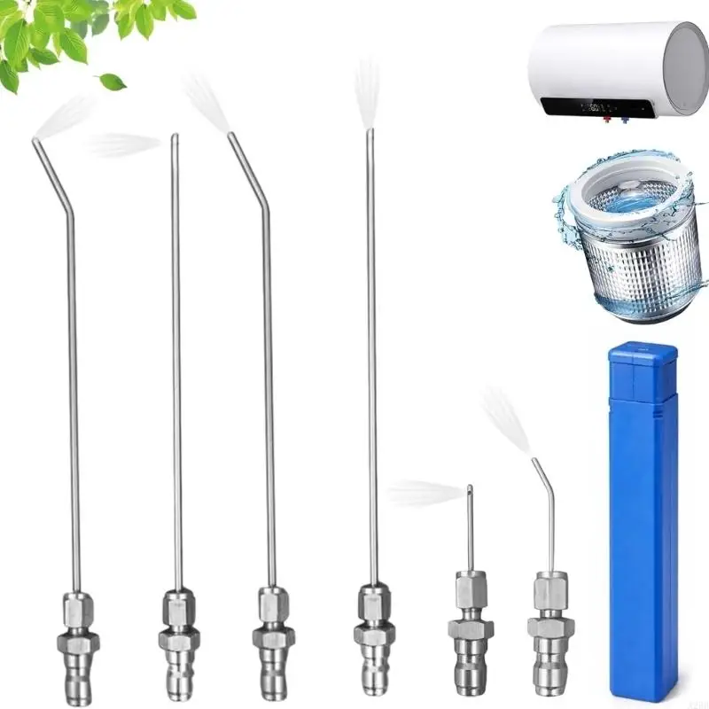 A2BB 6Pieces Long Reach Pressure Washer Nozzles Straight/Bent Tip For Washing Machine