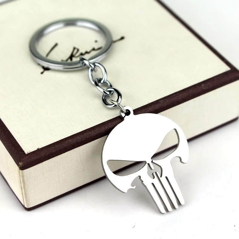 Movie Punisher Keychain Skull Jewelry Classic Retro Simple Backpack Pendant Accessories Keyring Gift Souvenir