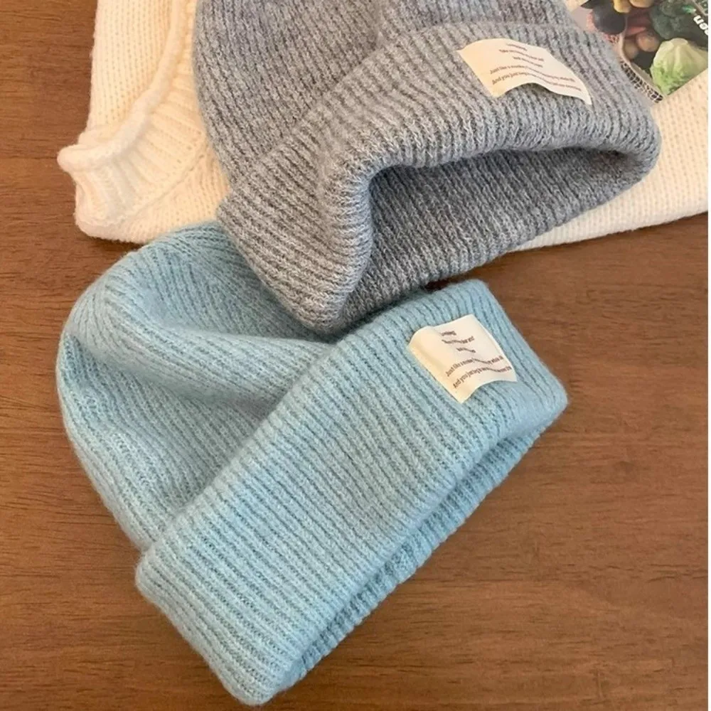 

Fashion Solid Color Winter Knitted Hat Thick Warm Soft Beanie Cap Ear Protection Windproof Crochet Bonnet Hat