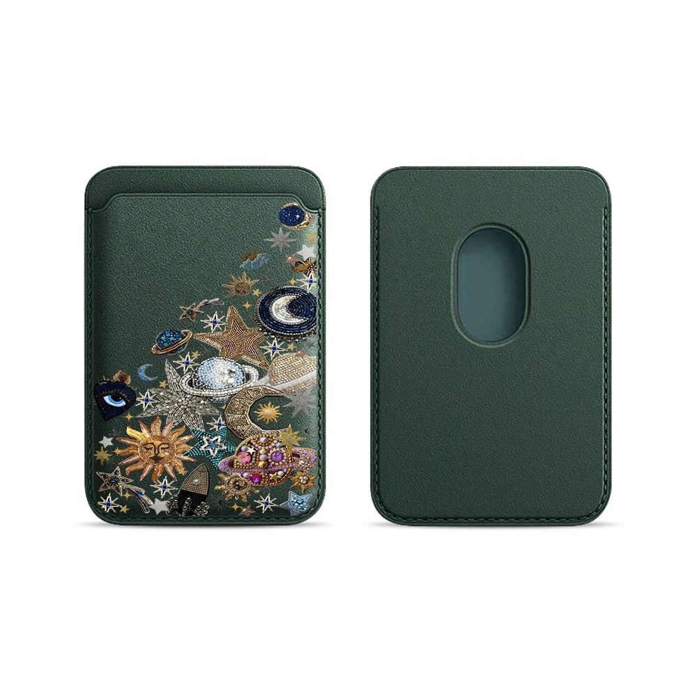 Golden Stars Moon Y2K Leder-Kartenetui Handyhülle Kartenhalter Magnetische Hülle Geeignet für alle iPhones mit Magsafe-Kartenfunktion – Detail 20