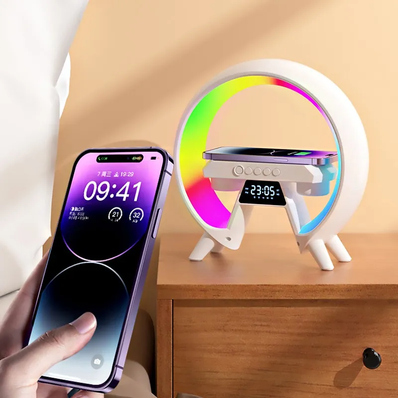 High speed wireless charging status light Bluetooth speaker clock RGB inductive lighting/bracket status light