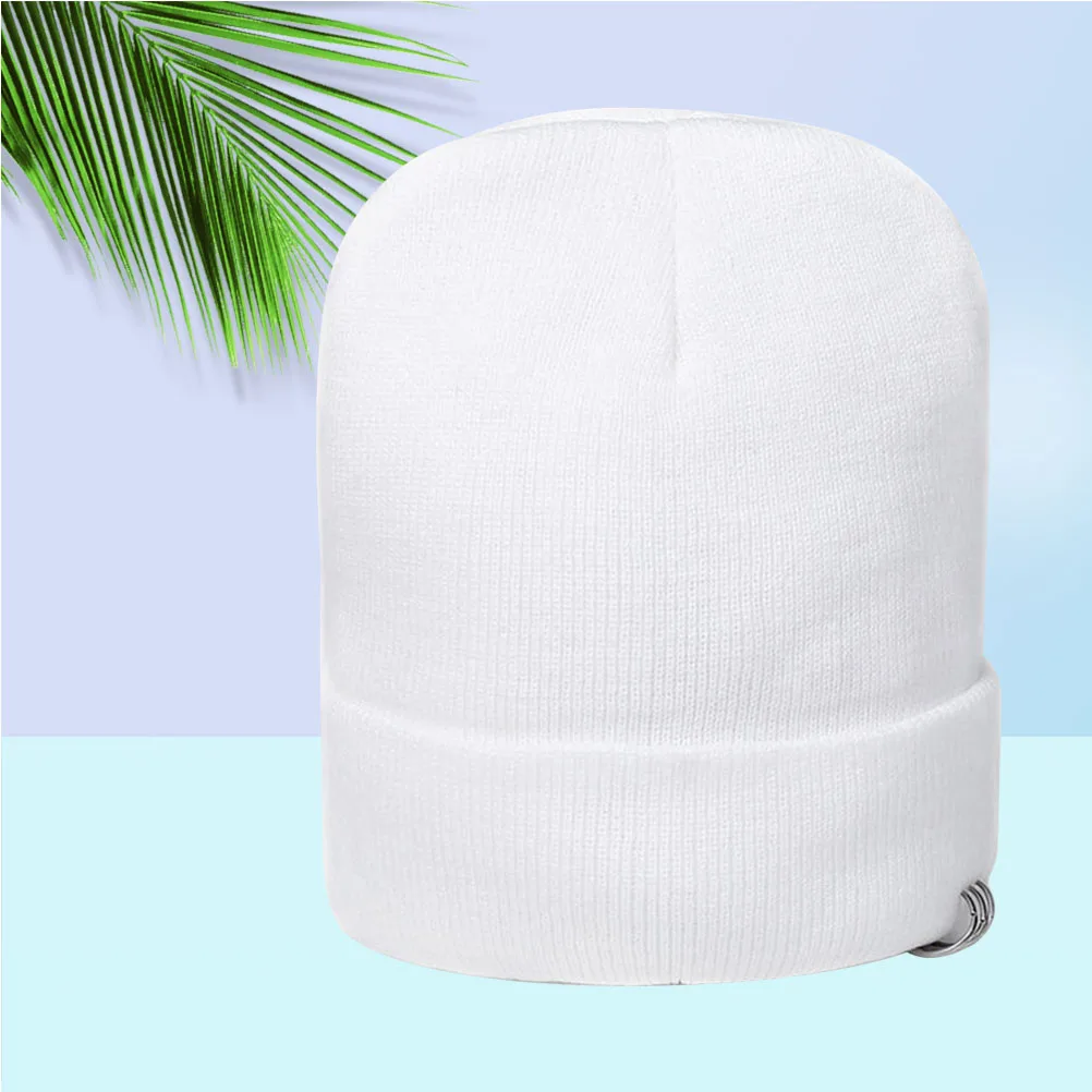 

Beanie For Men Women Winter Beanie With Ring Outdoor Knitted Sports Skiing Winter Hats Camping Hiking White