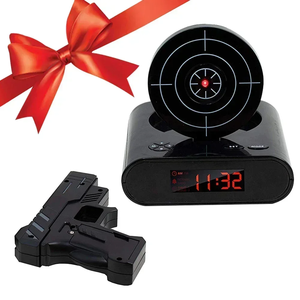 1Set Gun Alarm Clock / Shoot Alarm Clock / Gun O'Clock / Lock Load Target Alarm Clock Office Gadgets