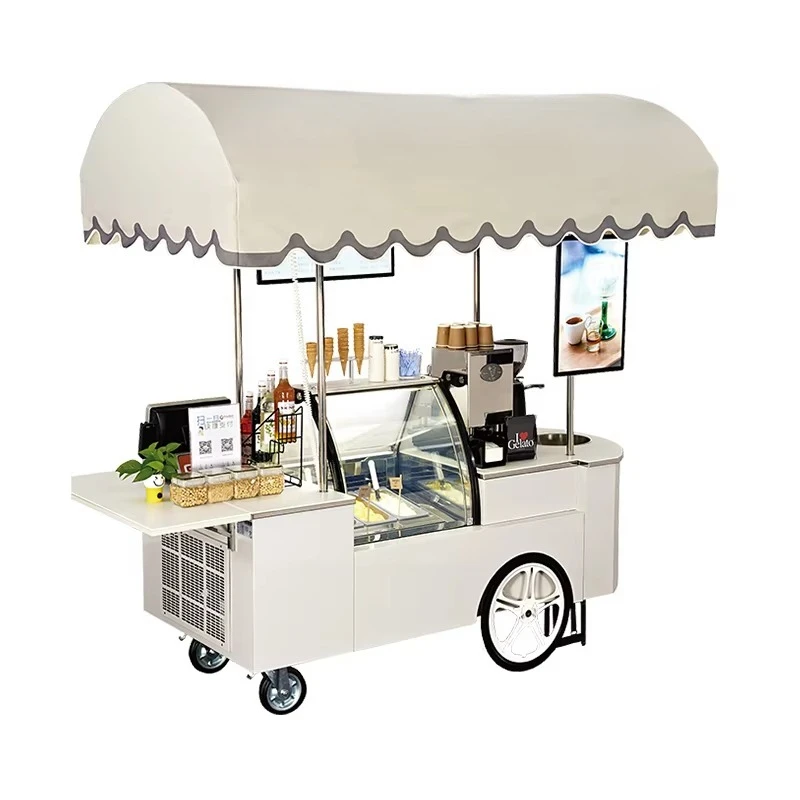 

Electric food truck trailer beach Italy mobile bicycle ice cream cart trailer with wheels overall sales