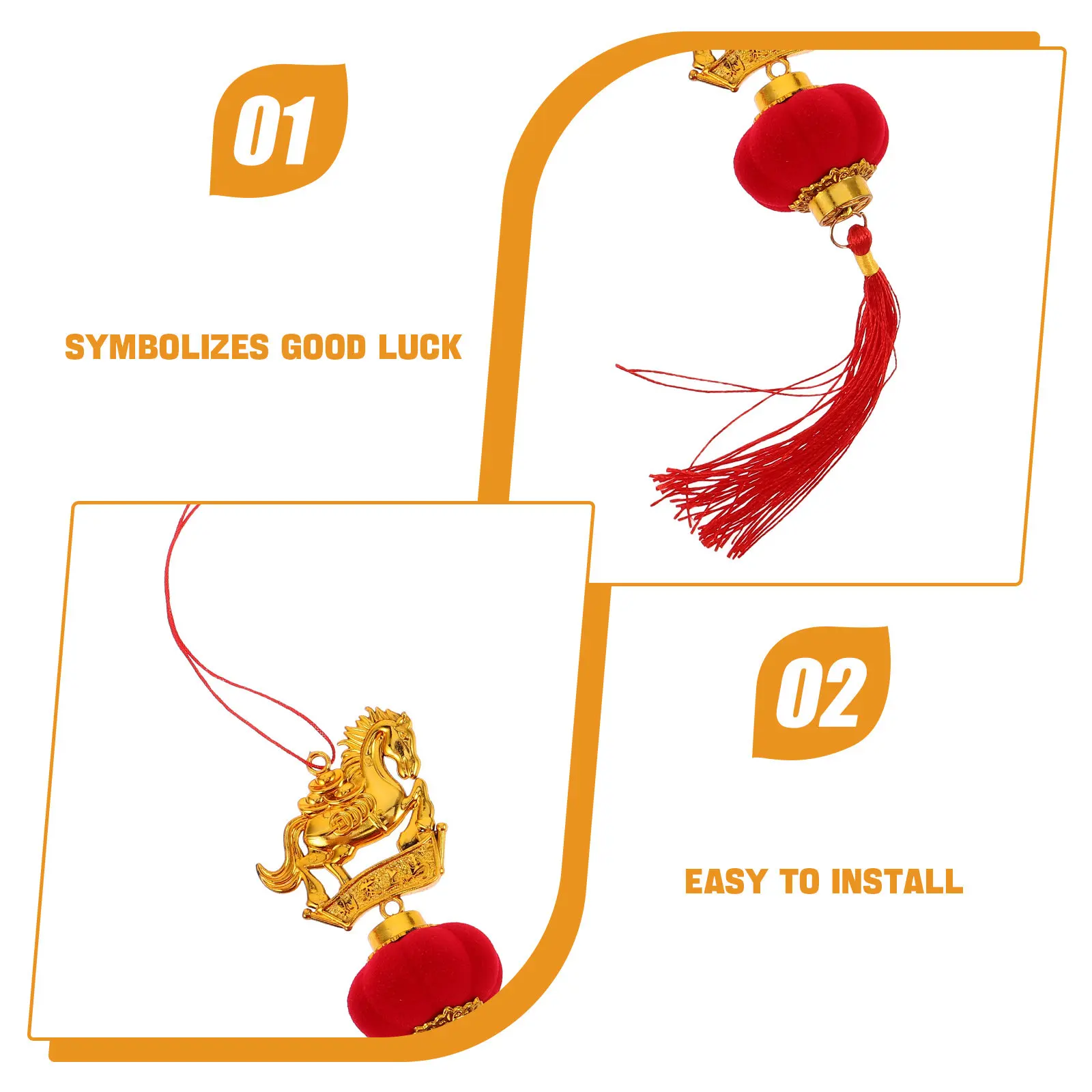 10Pcs Golden Chinese Zodiac Horse Charms Spring Festival Hanging Ornaments Lunar New Year Tree Decoration Prosperity Pendant Set view 5