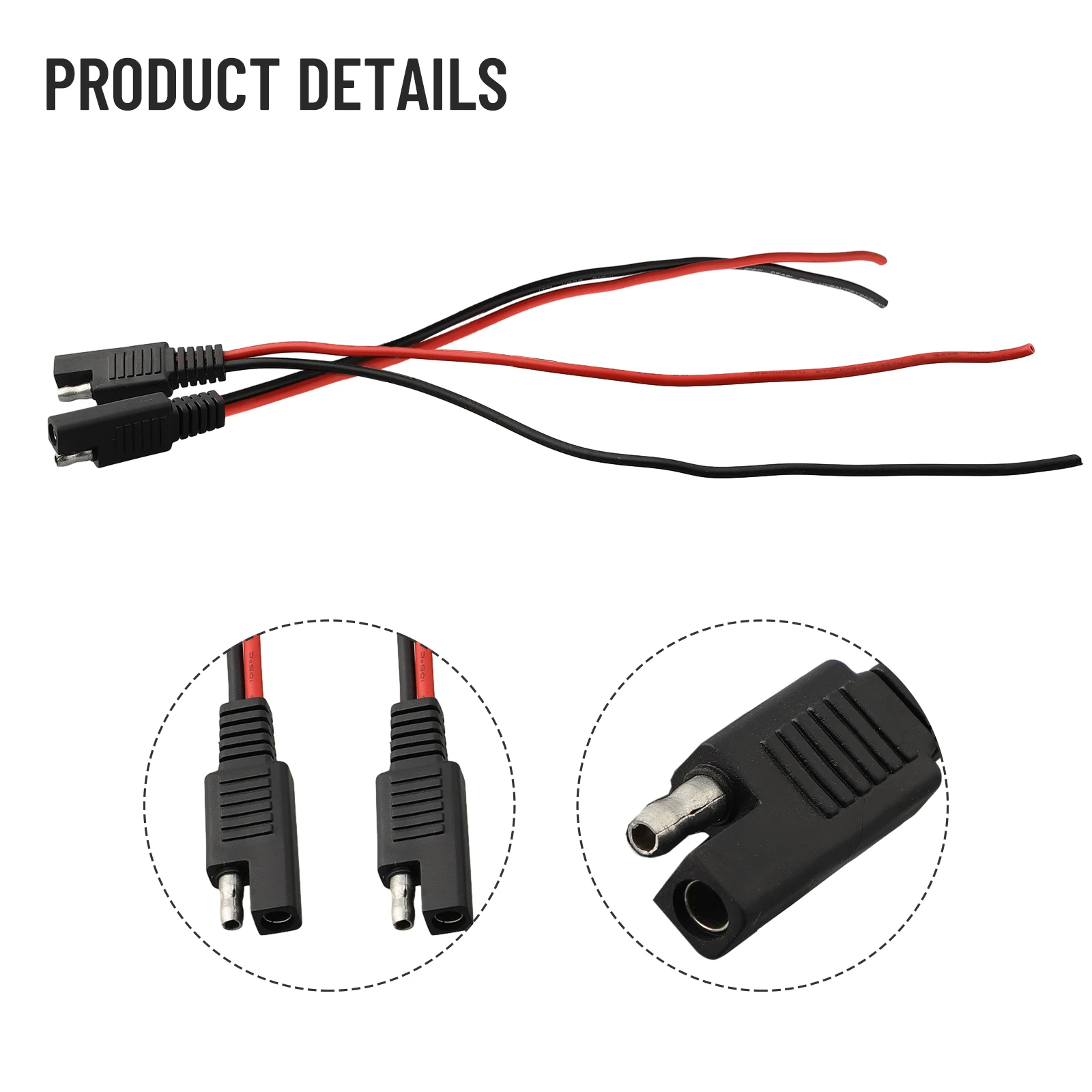 

1Pair SAE Extension Cable 18AWG Male+Female Connector 0 5Ft Length Thick and Durable Construction for Longevity