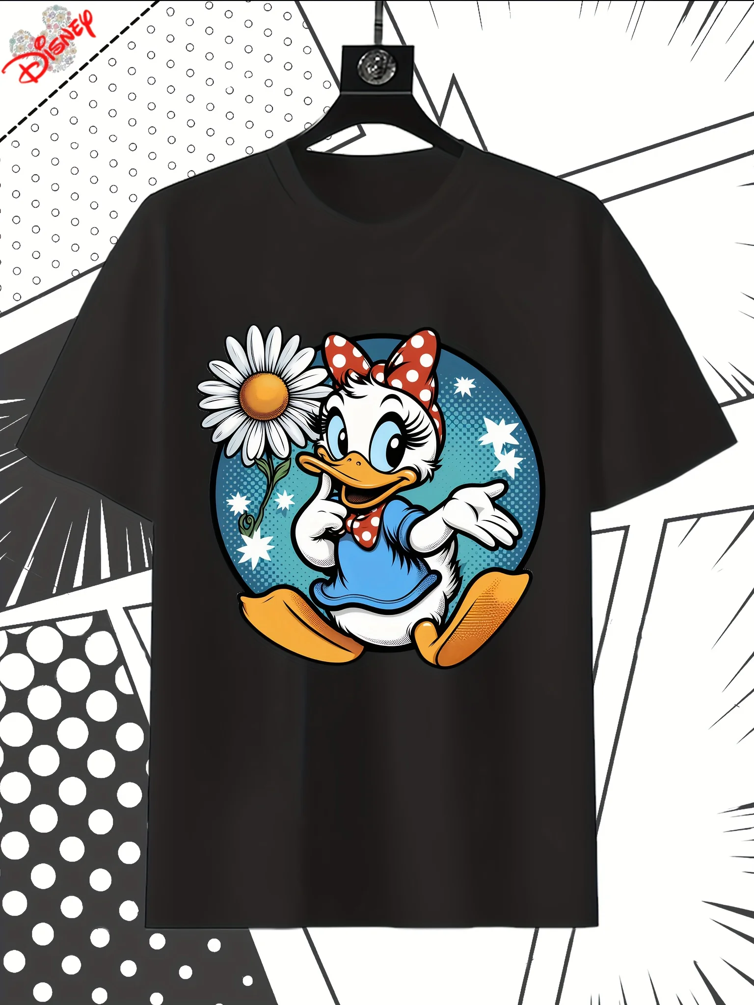 

Футболка Disney Daisy Duck and Daisy Flower, с культовым дизайном «Белая ромашка» и красным бантом для нового ношения