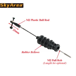 1pcs RC Model Boat Push Rod Kit Include M2 Rod End +Rubber Bellows Radio Box Seals+M2 Pull Rod For Servo Push Rod Seal To Rudder