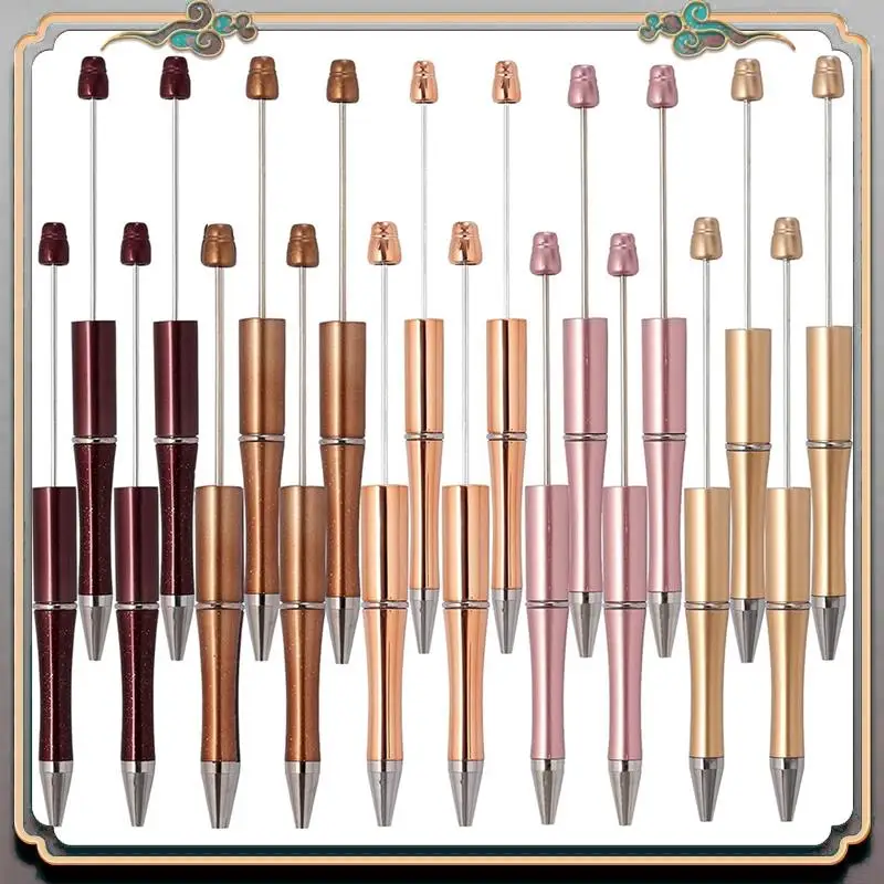 

Durable 25Pcs Plastic Beadable Pens For DIY Pen Decorations Supplies Office School Brown Coffee Rose Gold Pink Goldenrod Durable