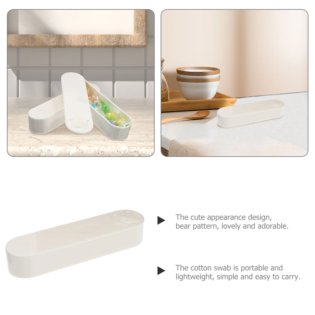 

1pcs Cotton White Mini Bear Shaped Portable Organizer Case for Travel Cotton Swab Storage Case Storage HOLDER Swab Container
