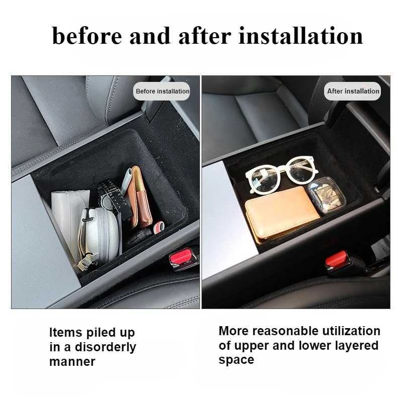 

Ящик для хранения на подлокотнике центральной консоли для Tesla Model 3 Highland Y Juniper 2025, многослойный органайзер с сеткой, аксессуары для салона автомобиля
