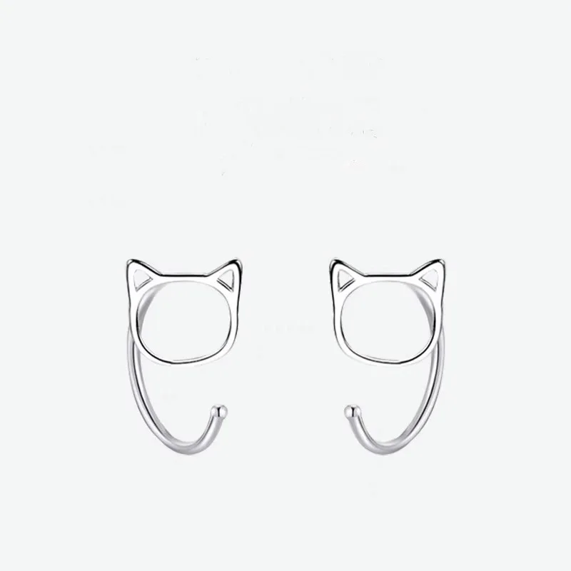 Avenneth Fashion Simple Hollow Cute Cat Stud orecchini per le donne ragazze orecchini ipoallergenici Color argento gioielli per adolescenti