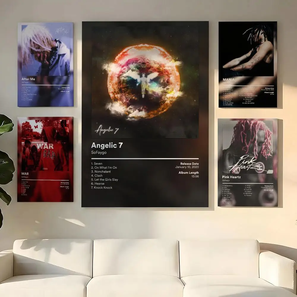 Rapper S-SoFaygo Album Cover Painting Calligraphy Wooden Framed Canvas Poster Wall Art HD Waterproof Print Home Decor
