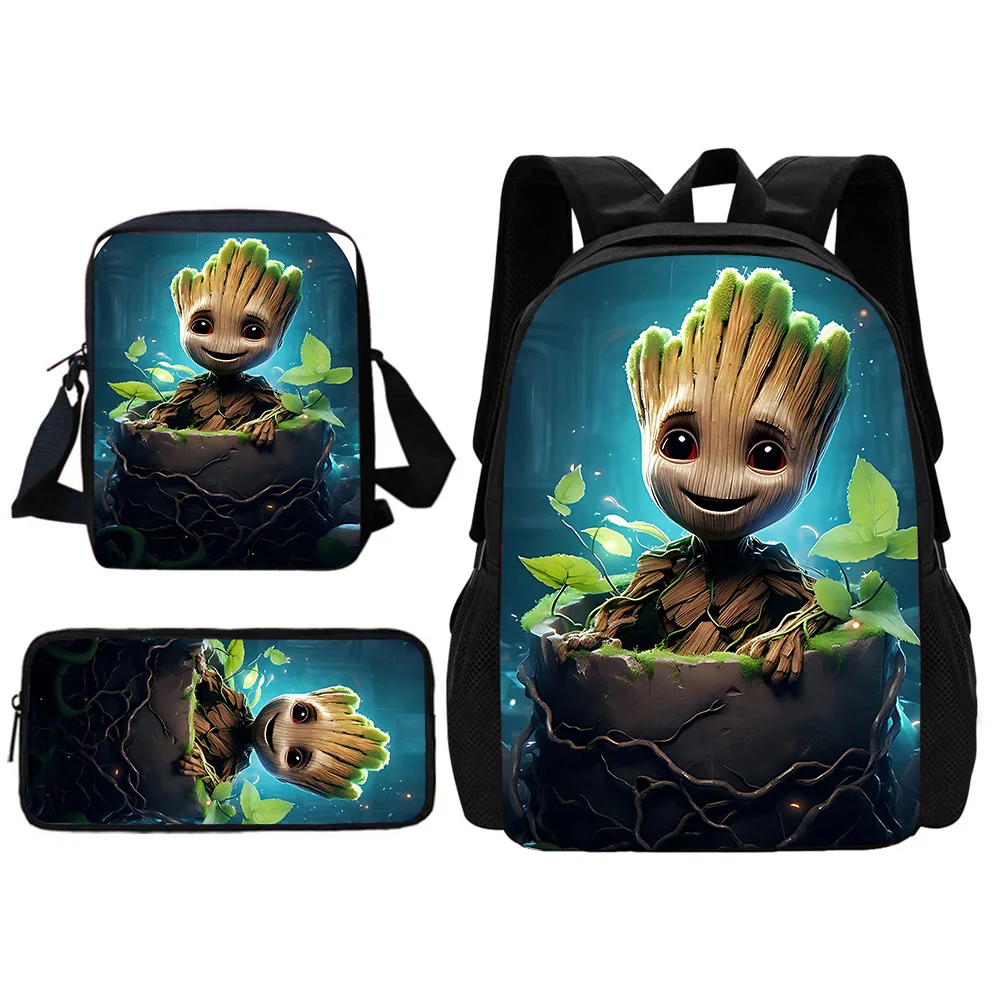 Marvel Cute Groot Child School Backpack With Shoulder Bag Pencil Bags School Bags for Boys Girls Best Gift