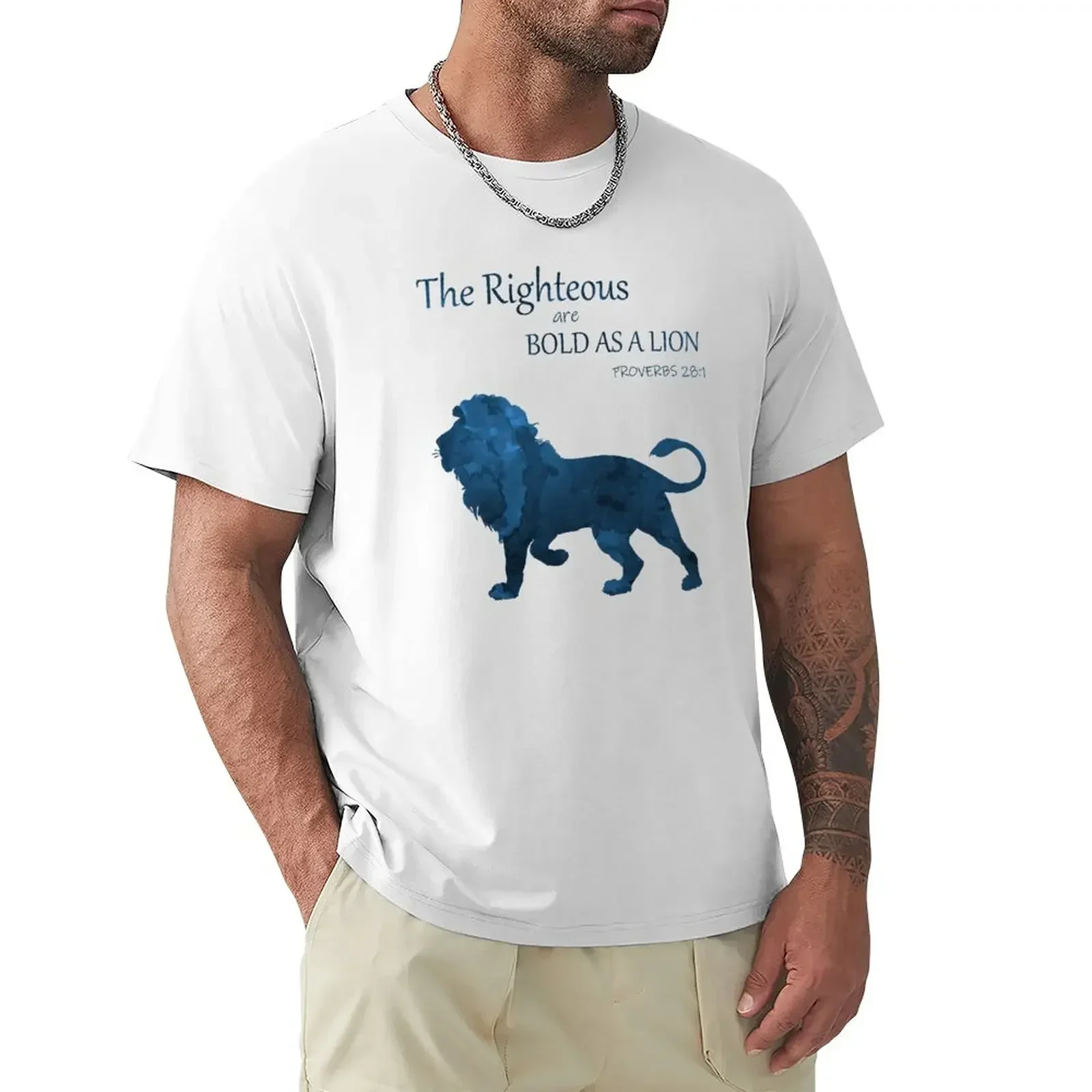 summer tops Aesthetic clothing slim fit t shirts for men The Righteous Are Bold As A Lion - Proverbs 28 1 T-Shirt  harajuku