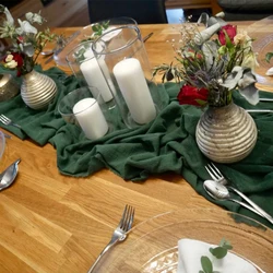 Camino de mesa de gasa de algodón, tapetes de comedor con textura de rebaba Retro, decoración de boda Vintage personalizada, paño de cocina PARA CENA