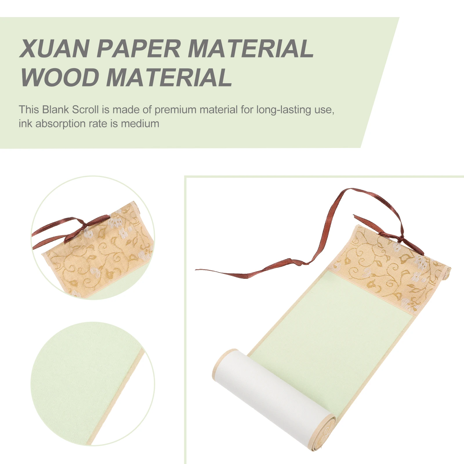 

Blank Hanging Scroll 10x38cm Rice Paper Xuan Calligraphy Art Chinese Scroll Solid Wood Decorative Painting for Wall Home Office
