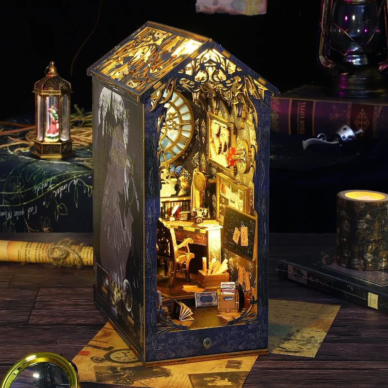 ชุดตัวต่อไม้ 3 มิติ DIY สำหรับทำมุมหนังสือ ชุดสร้างชั้นวางหนังสือจิ๋ว ของตกแต่งบ้าน บ้านตุ๊กตาสร้างสรรค์ ของเล่นสำหรับเด็ก ของขวัญคริสต์มาส