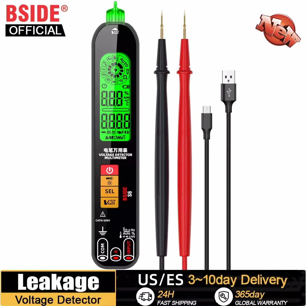 

BSIDE S6X Digital Multimeter Smart Electrical Tester Auto Range: DC AC Voltage Capacitance Ohm NCV Hz Diode Multifunction Tester