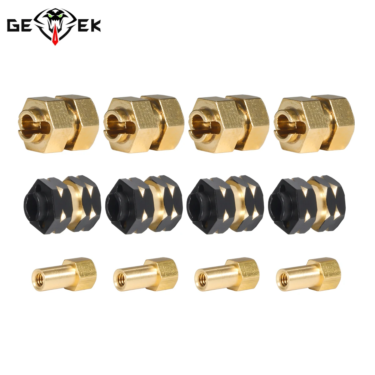 CNC Brass Hub Extenders 7mm Hex with Nuts for 1/24 RC Crawler SCX24  C10 Gladiator Bronco AX24 1.0 Inch Wheel Rims Upgrade