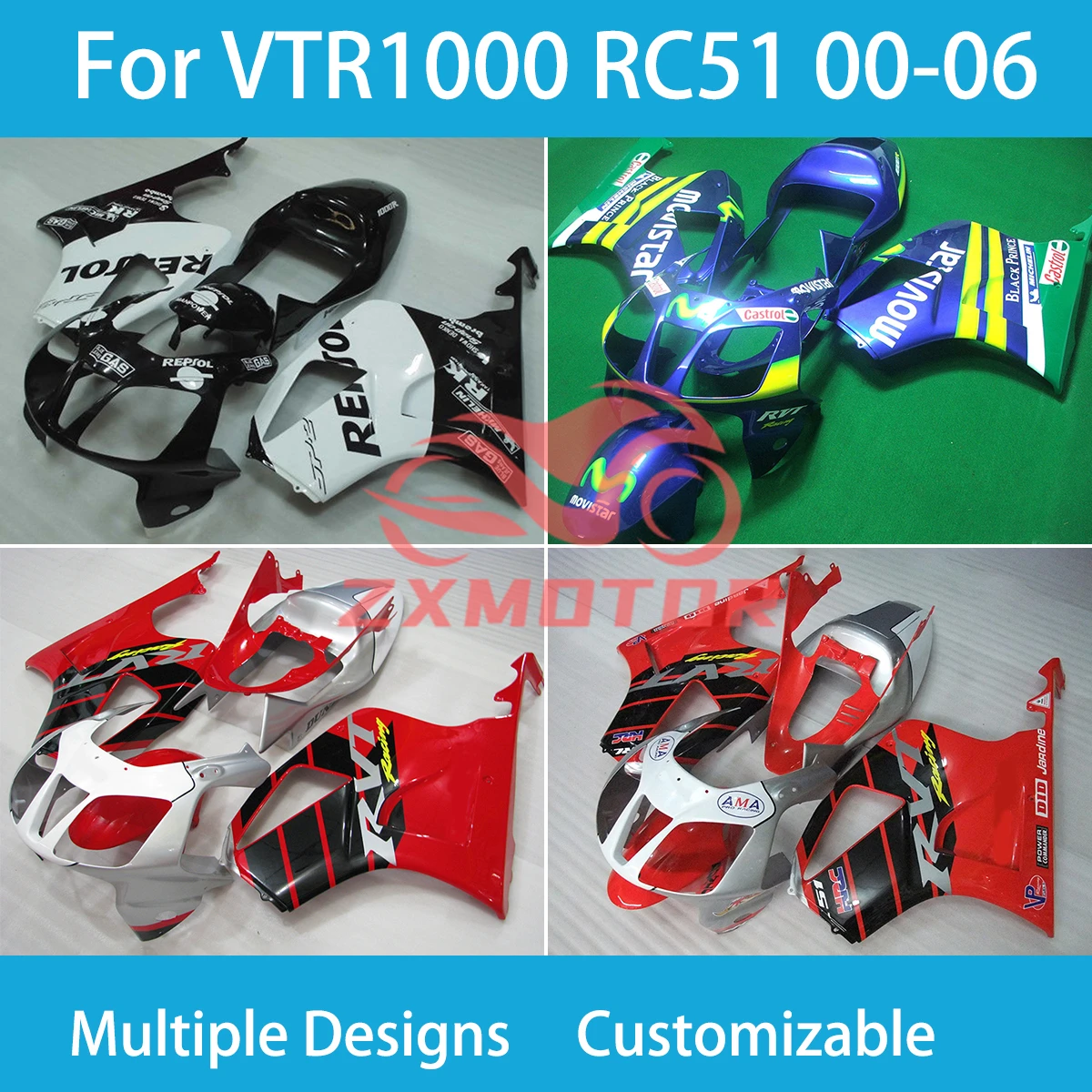 Fairings for Honda VTR 1000 RC51 2000-2006 ABS Plastic Motorcycle Fairings VTR1000 RC51 00 01 02 03 04 05 06