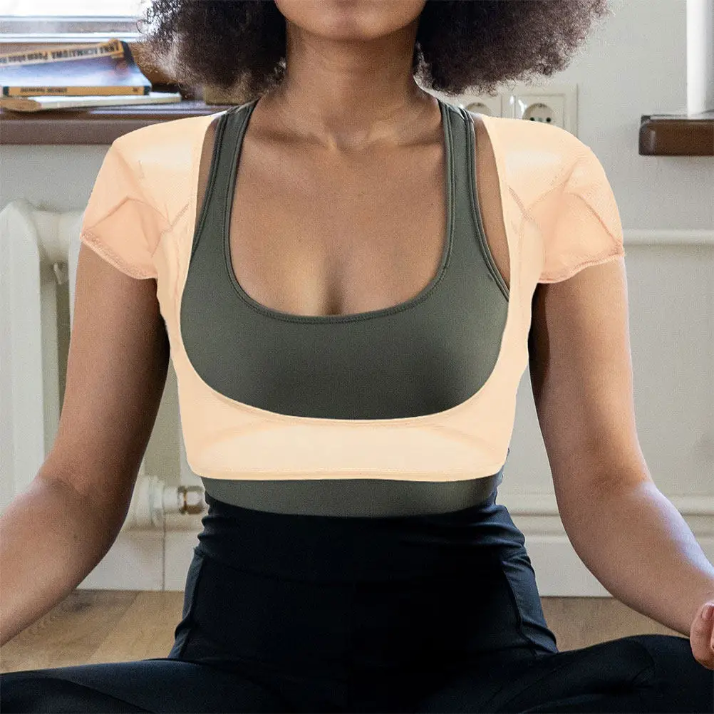 

Women Underarm Sweat Vest Breathable Nylon Sweat Absorbing Armpit Protector Comfortable Elastic Undershirt for Ladies Athletes