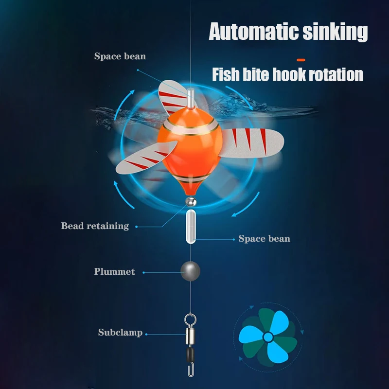 낚시 로터리 플로트, 자동 침몰 고감도 플로트, 일반 수트, 작은 물고기 야외 낚시 장비에 적합, 신제품