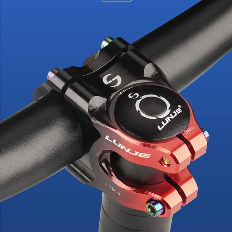 LUNJE Bicycle Handlebar Stem Mtb Power Short Mountain Bike Bridge 31.8 Pipe Two color Gradient Stem Cycling Stem Riser Table