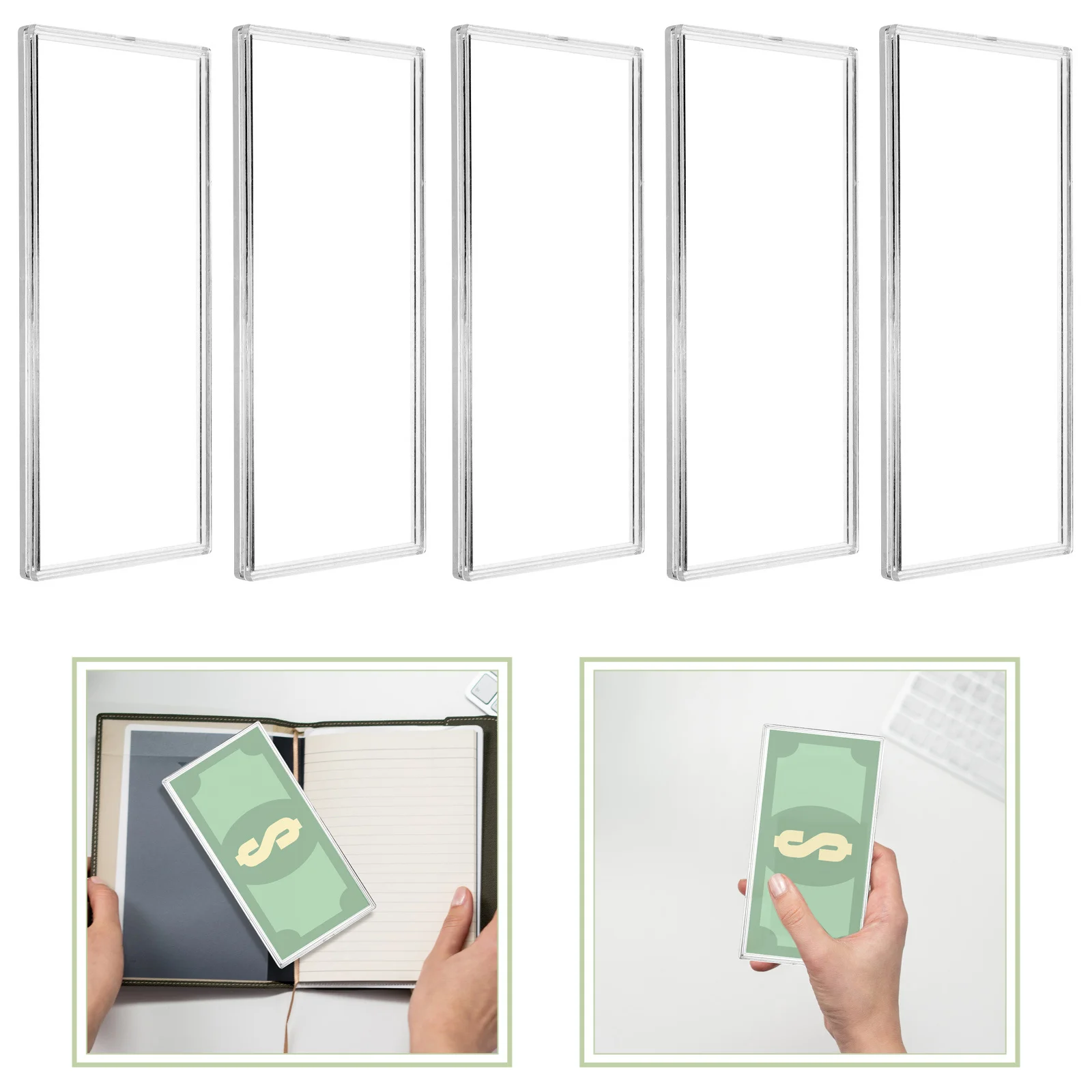 10pcs Paper Money Box Clear Banknote Holder For Dust-Proof Case Portable Organizer Transparent Storage For