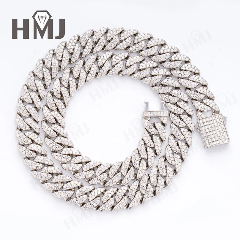 

Moissanite Cuban Link Chain Rhombus 925 Sterling Silver Diamond Cuban Chain Hip Hop Choker Necklaces Women Men Jewelry Wholesale