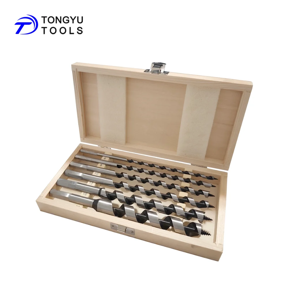 

6 Pcs Wood Auger Bit Set, Hex Shank Self Feeding Auger Drill Bits for Deep Wood Drilling