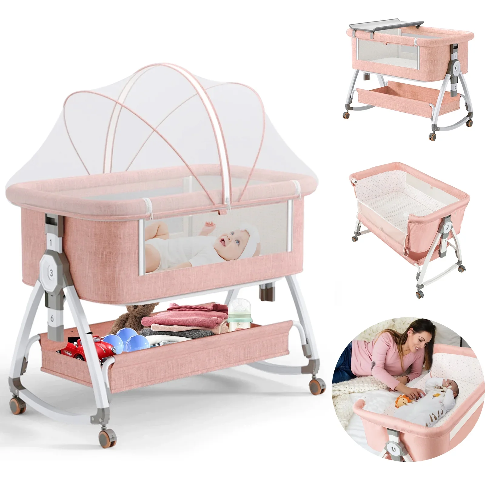 Foldable Adjustable Baby Bassinet 2