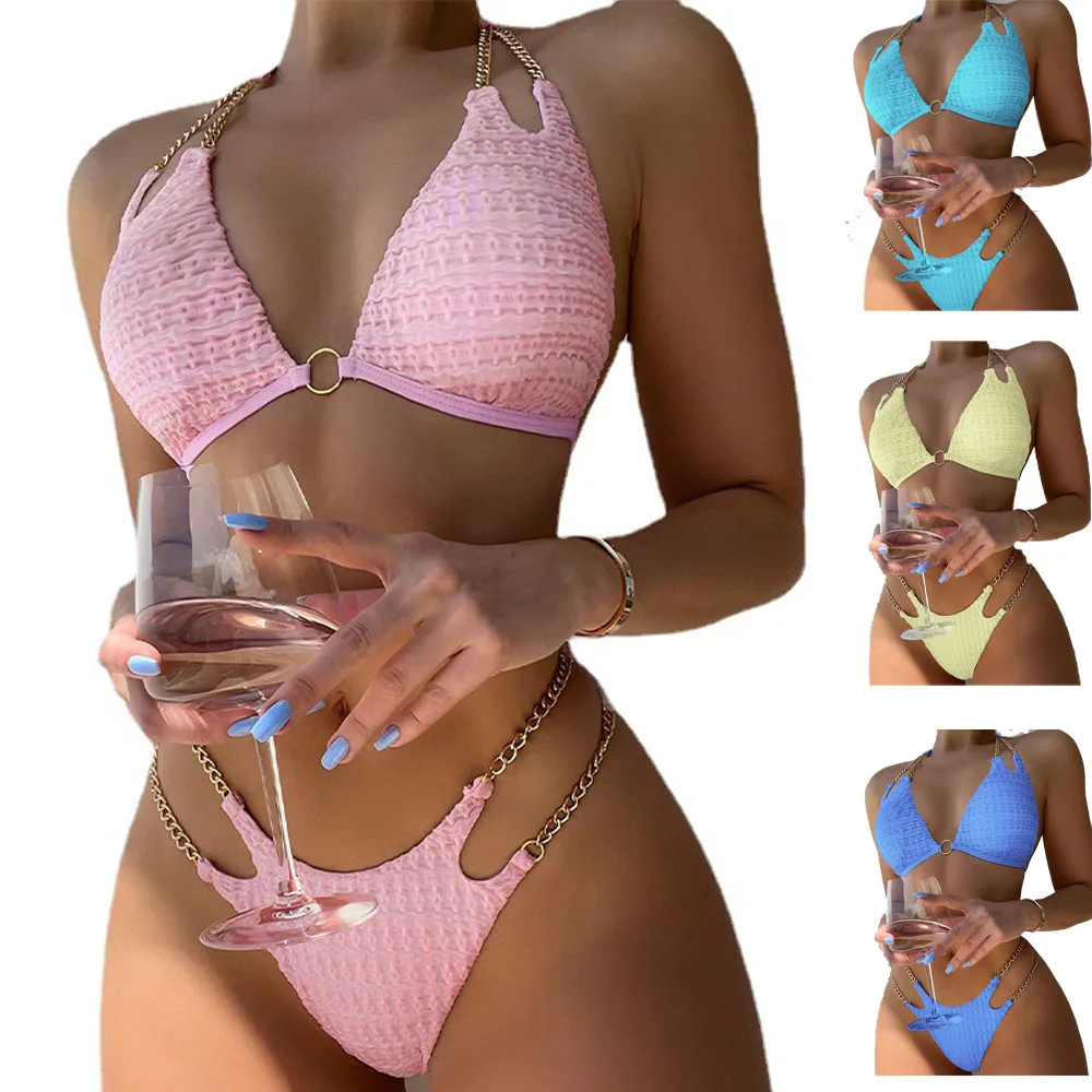 

Сексуальный желтый цветочный принт, галстук-стринг, комплекты бикини с лямкой на шее, комплект из двух частей, купальник-стринги, купальный костюм, пляжная одежда, бикини