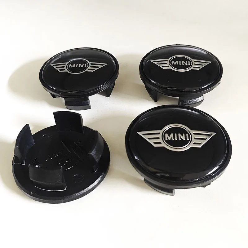 4 tapas de cubo de rueda de coche de 54 mm de ABS negro con emblema para MINI Cooper S R50 R52 R53 R55 R56 R57, accesorios