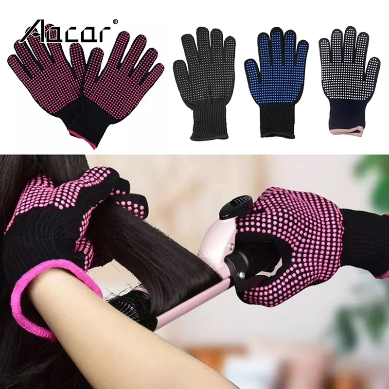 1pcs New Double-sided Hair Straightener Curling Tong Hairdressing Heat Resistant Finger Gloves Hair Salon Tools