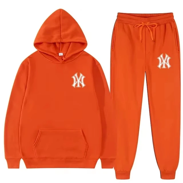 Conjunto de 2 Piezas de Chándal con Capucha de Forro Polar Estampado 2025 para Mujer, Conjunto Casual Urbano a Juego