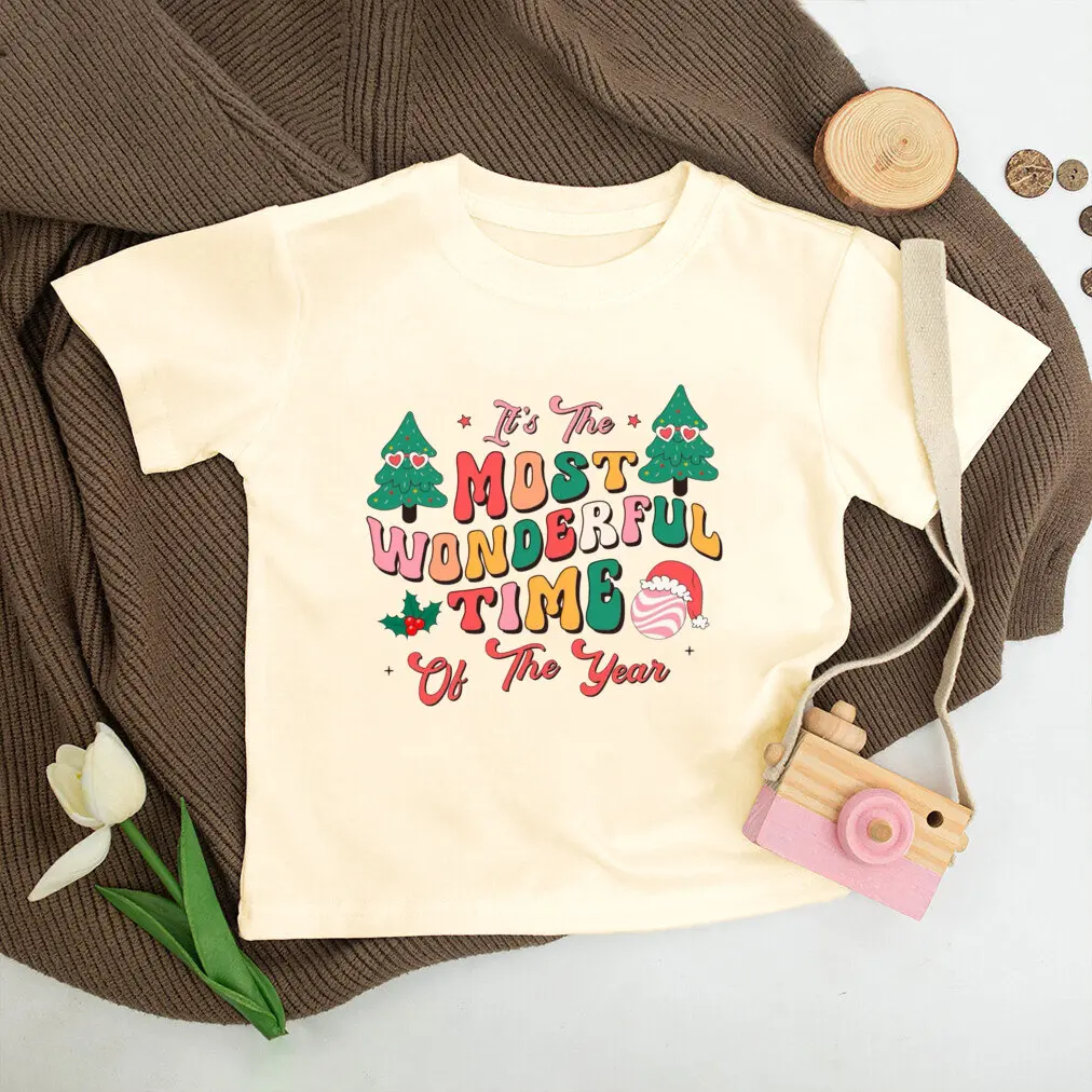 Buon natale pupazzo di neve stampa camicia bambini Retro Tee festa di natale bambino vestito inverno Holidy ragazzi ragazze t-Shirt vestiti del