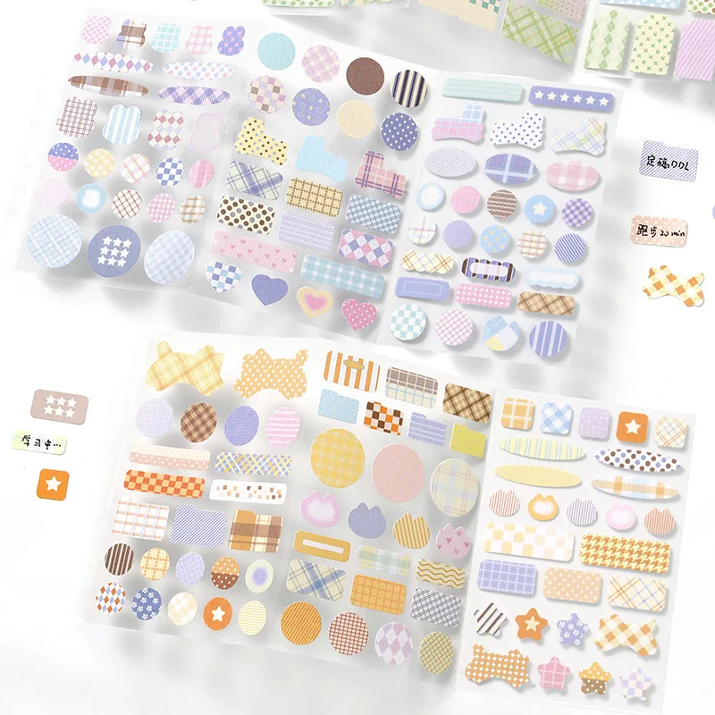 3sheet Simplicity Cute Sticker for M5 Size Scrapbook Note Plaid Butterfly Dot Style Journaling Sticker DIY Decor Decal Kid Gift