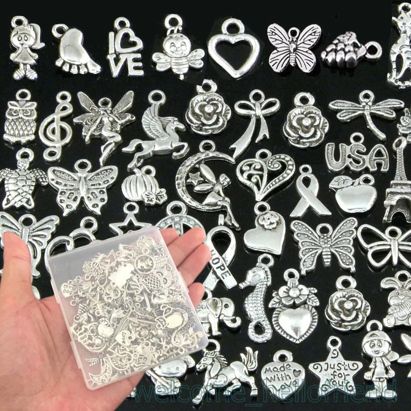 100pcs Tibetan Silver Mixed Pendant Animals Charms Beads for Jewelry Making Bracelet DIY Earrings Necklace DIY Craft Art Charm