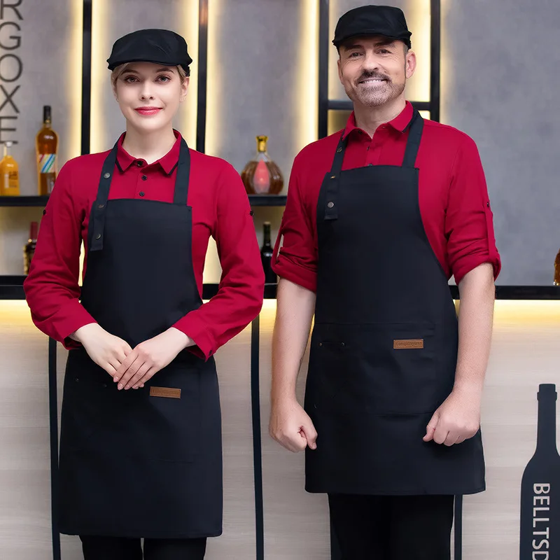 Uniforme de garçom de restaurante ocidental de hotel, manga longa, unissex, comida rápida, restaurante, pote quente, loja, leite, chá, bolo, uniforme de funcionário