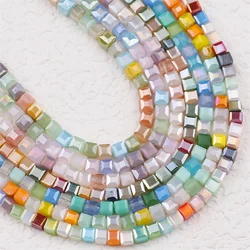 2mm Multi-colour Square Cube Porcelain Crystal Glass Loose Beads For Jewelry Making DIY Bracelets Necklaces Crafts Accessories