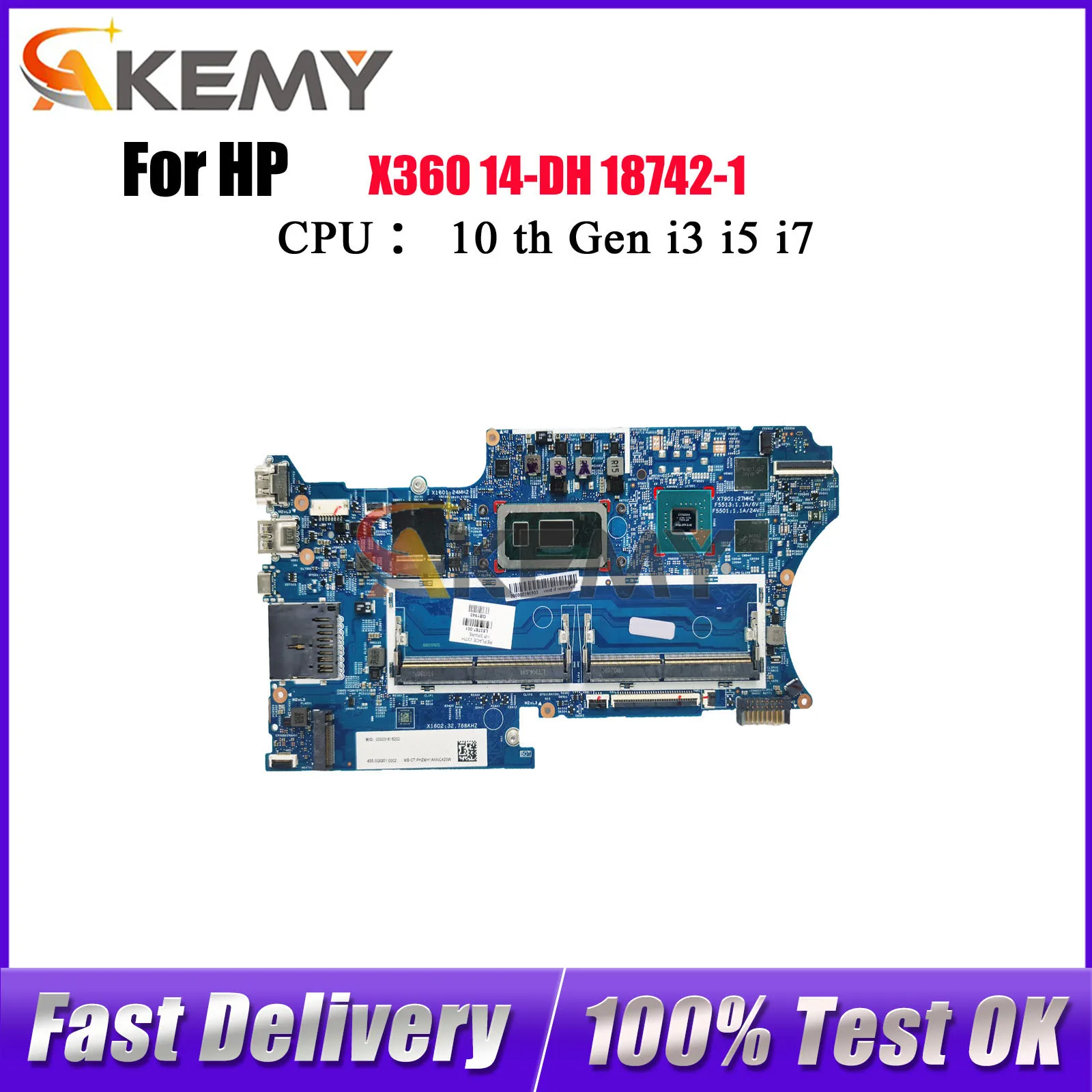 

L67770-601 L67771-601 для ноутбука HP Pavilion X360 14-DH, материнская плата 18742-1 с процессором i3 i5 i7 8-го 10-го поколения, 100% полностью протестировано