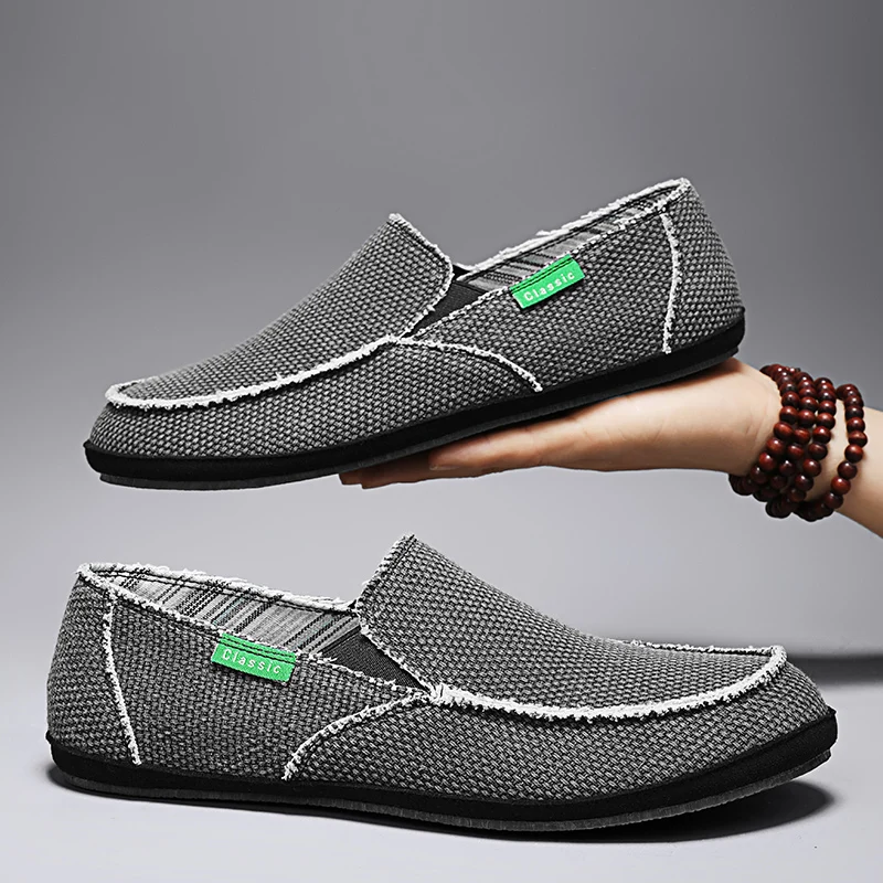 

Мужские лоферы, парусиновая обувь без шнуровки, летняя удобная повседневная обувь, модные полутапочки на плоской подошве, легкая мужская обувь больших размеров