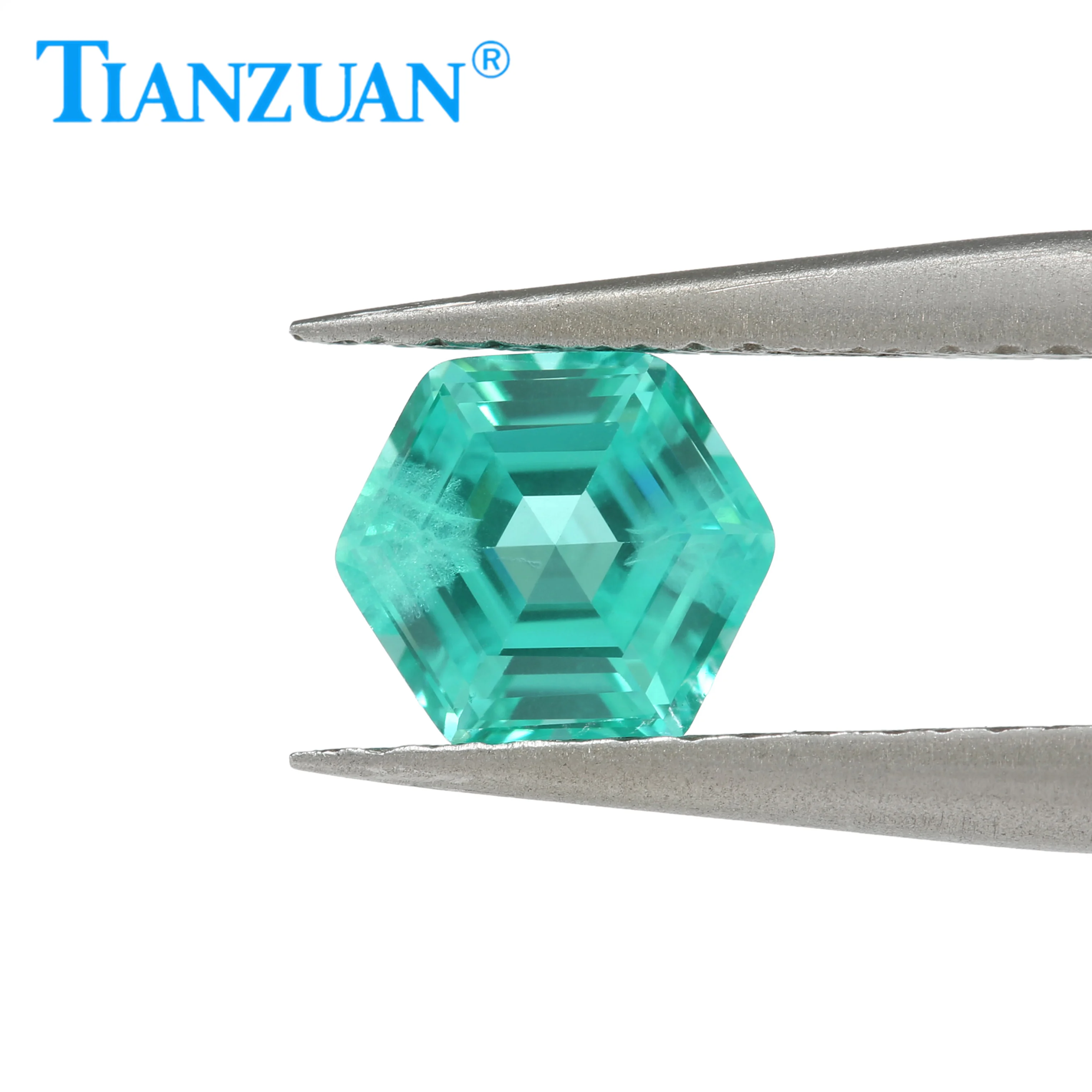 6x6mm Lab Grown Paraiba YAG Hexagonal Shape Synthetic Yttrium Aluminum Garnet Loose Gemstones Stone for Jewelry Making