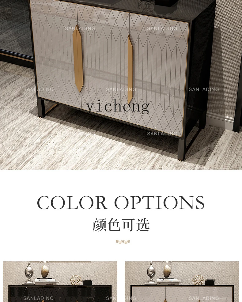 YY American Solid Wood Entrance Cabinet Modern Foyer Curio Cabinet Villa Shoe Cabinet