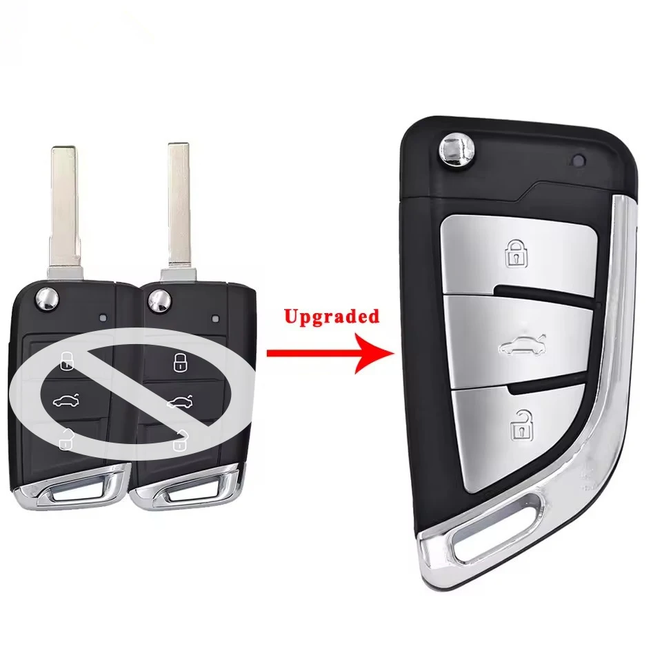 KEYECU 3 Buttons Modified Flip Remote Car Key Shell Case HU66/HU162T for MQB Golf VII Golf7 MK7 Skoda Octavia Seat Leon Altea - view 3